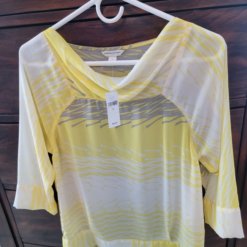 Banana Republic Yellow and Gray Blouse
